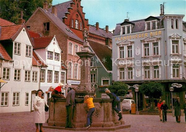 Flensburg Nordermarkt Neptun Brunnen