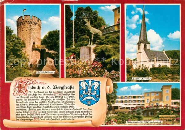 Alsbach Bergstrasse Schlossturm Hirschskulptur Ev Kirche Ku