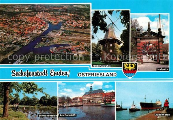 Emden Ostfriesland Fliegeraufnahme Johanna Mühle Hafentor