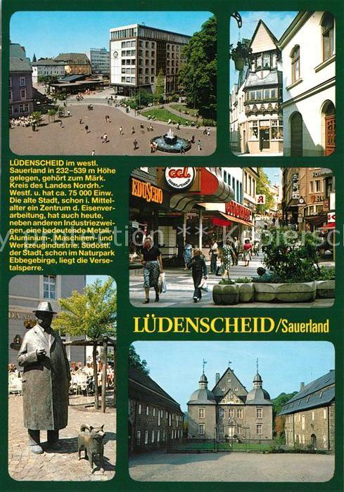 Luedenscheid Stadtplatz Fussgängerzone Statue Schlos