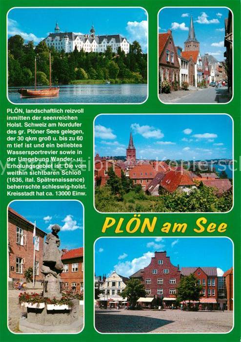 Ploen See Schloss Strassenpartie Brunnen Panorama