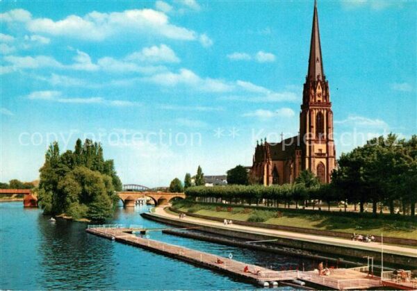 Frankfurt Main Maininsel und Dreikönigskirche