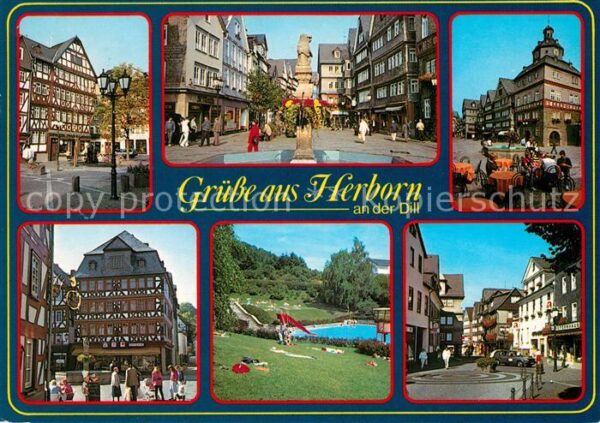 Herborn Hessen Fachwerkhäuser Brunnen Rathaus Park Sch