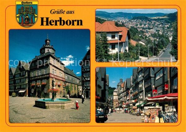 Herborn Hessen Marktplatz Rathaus Stadtblick Fussgänge