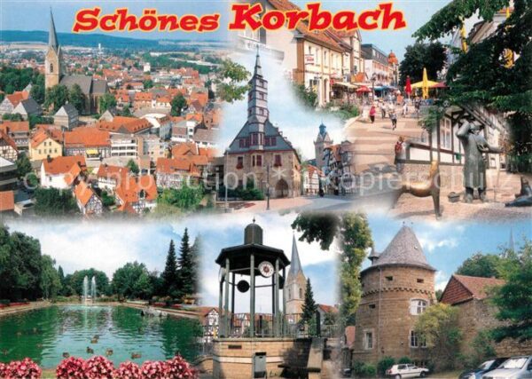Korbach Panorama Rathaus Fussgängerzone Schwane