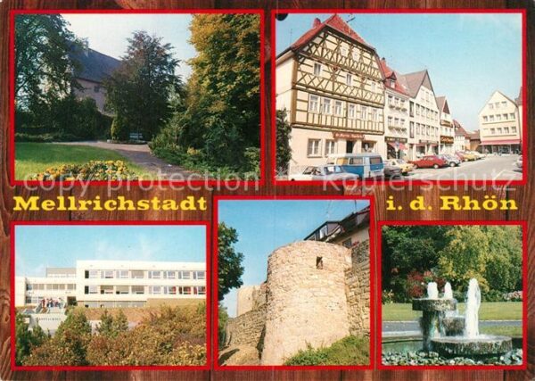 Mellrichstadt Park Strassenpartie Stadtmauer Brunnen