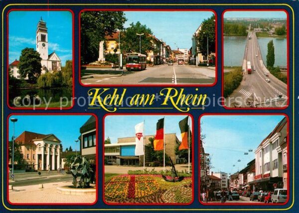 Kehl Rhein Brückenpartie Park Brunnen