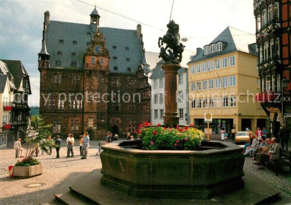 Marburg Lahn Marktbrunne mit Rathaus