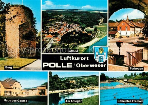 Polle Oberweser Burg Fliegeraufnahme Torbogen Anleger F