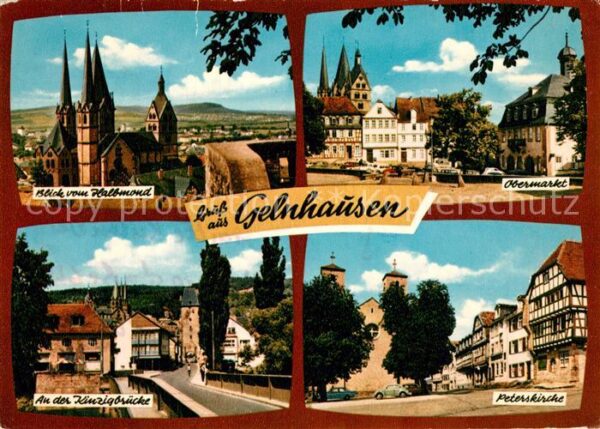 Gelnhausen Blick vom Halbmond Obermarkt Peterskirc