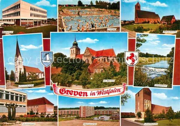 Greven Westfalen Schule Freibad Kirche Schöneflieth Hans
