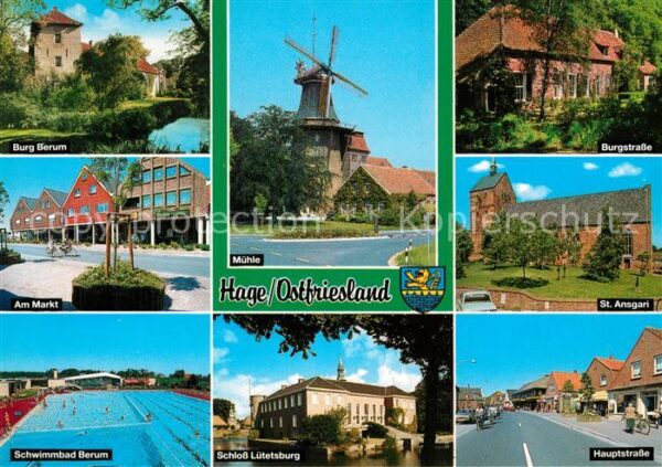 Hage Ostfriesland Burg Berum Mühle St Ansgari Kirche Mark