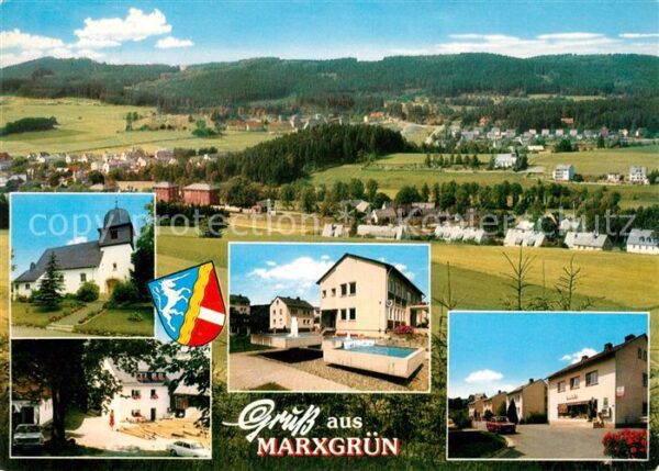 Marxgruen Panorama Kirche Brunnen Häuserpartie