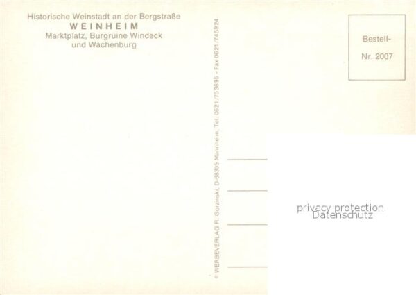 Weinheim Bergstrasse Marktplatz Denkmal Burgruine Windeck un – Bild 2
