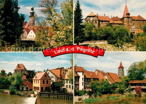 Lauf Pegnitz Blick zur Kirche Wenzelschloss Partie a