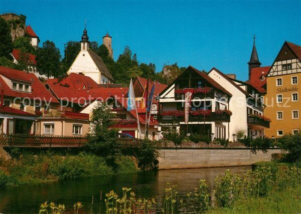Waischenfeld Partie am Fluss Stadtmühle Kirche Burg