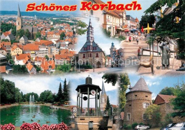 Korbach Stadtpanorama Rathaus Fussgängerzone Sk
