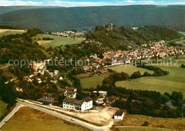 Helmarshausen mit Krukenburg Fliegeraufnahme