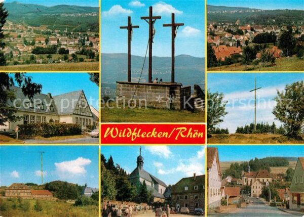 Wildflecken Stadtpanorama Teilansichten Kirche Kreu