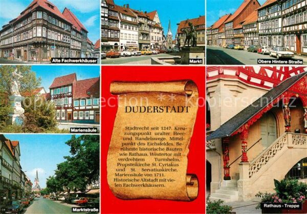 Duderstadt Fachwerkhäuser Markt Brunnen Strassenpa