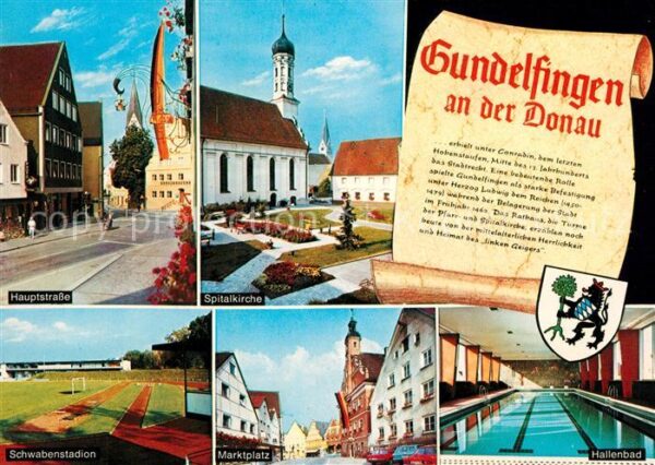 Gundelfingen Donau Hauptstrasse Spitalkirche Stadion Markt