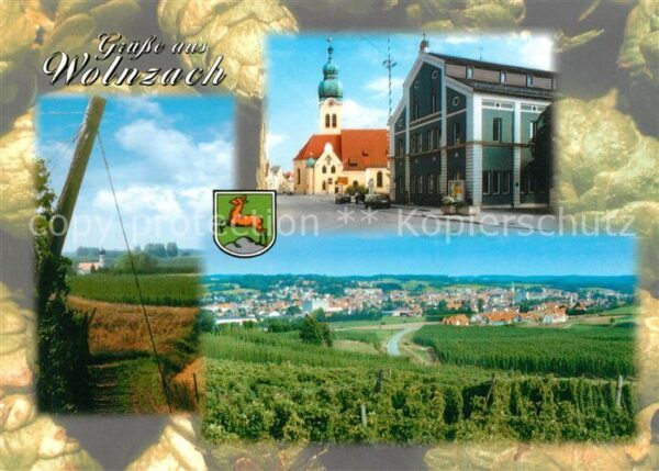 Wolnzach Ortsmotiv mit Kirche Landschaftspanoram
