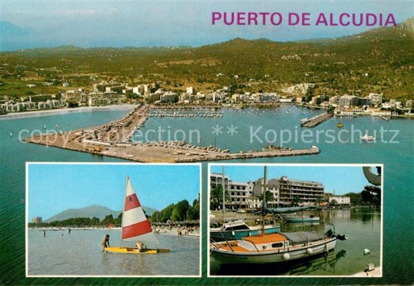 Puerto de Alcudia Hafen Fliegeraufnahme Segeln Strand