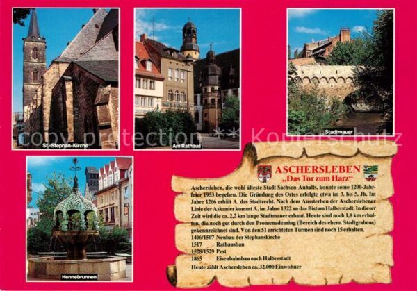 Aschersleben St Stephans Kirche Rathaus Stadtmauer H