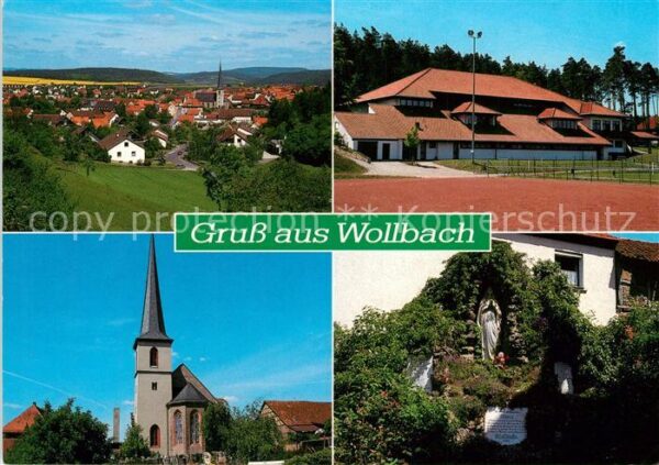Wollbach Bad Neustadt Panorama Kirche Heiligenfigur Sportanla