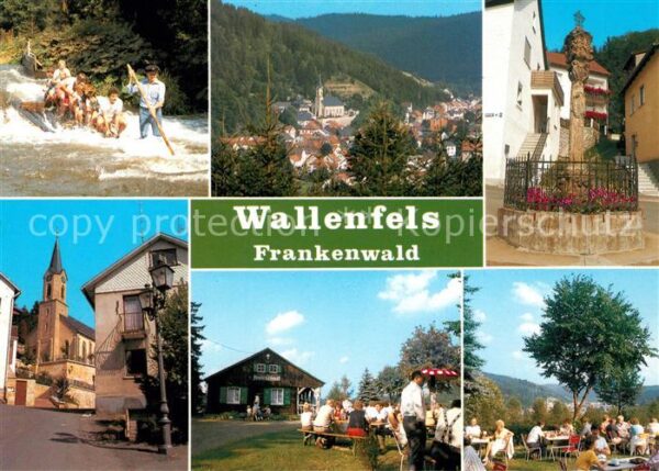 Wallenfels Oberfranken Wildbach Ortsmotiv mit Kirche Säule Ber