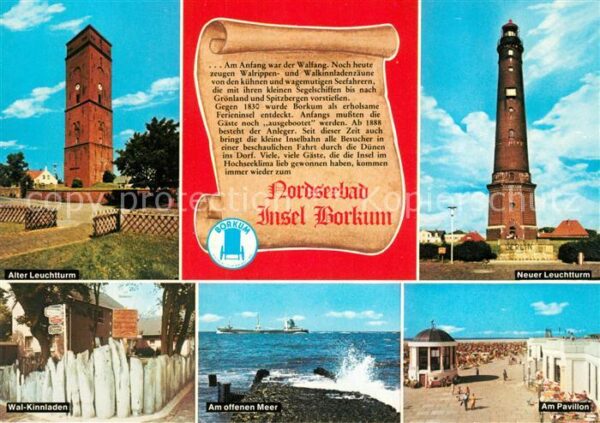 Borkum Alter und neuer Leuchtturm Wal Kinnlade