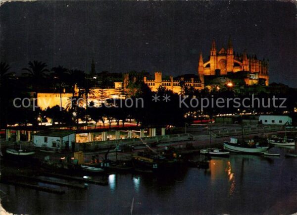 Palma de Mallorca Vista nocturna del puerto de pescadores