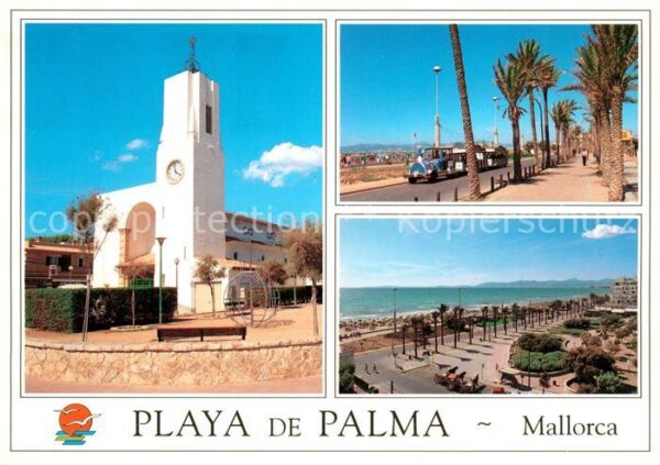 Playa de Palma Mallorca Kirche Strand Promenade Touristenbahn