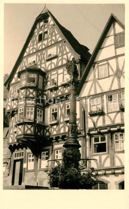 Miltenberg Main Brunnen Figur Altstadt Fachwerkhäuser E