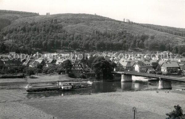 Gieselwerder Panorama Weser Brücke Dampfer
