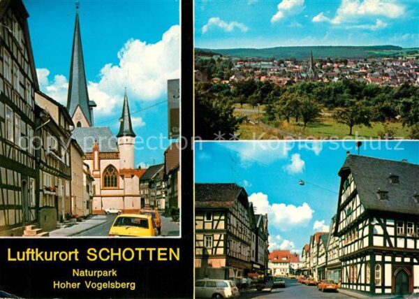 Schotten Hessen Ortsmotiv mit Kirche Fachwerkhäuser Sta