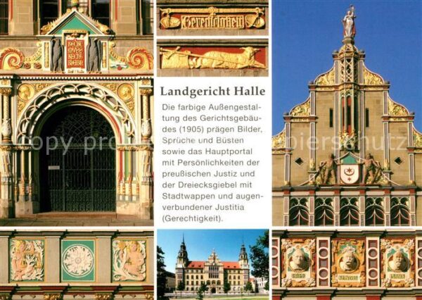 Halle Saale Landgericht Stadtwappen Portal Büsten
