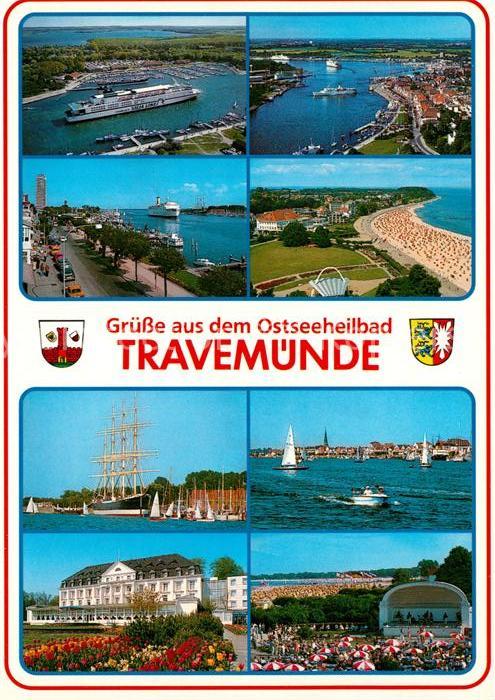 Travemuende Ostseebad Hafen Fähre Strand Fliegeraufnahme Sege