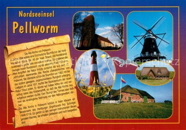 Pellworm Kirche Windmühle Leuchtturm Reetdachhäu