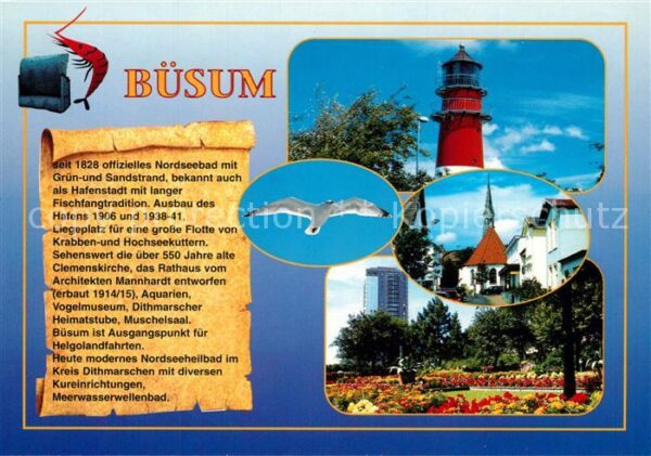 Buesum Nordseebad Leuchtturm Möwe Kirche Parkanlagen Hote