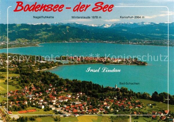 Lindau Bodensee Halbinsel Bad Schachen Alpenkette Flieg