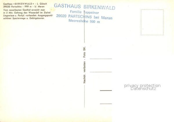 Partschins Parcines Gasthaus Birkenwald Wasserfall Zieltal – Bild 2