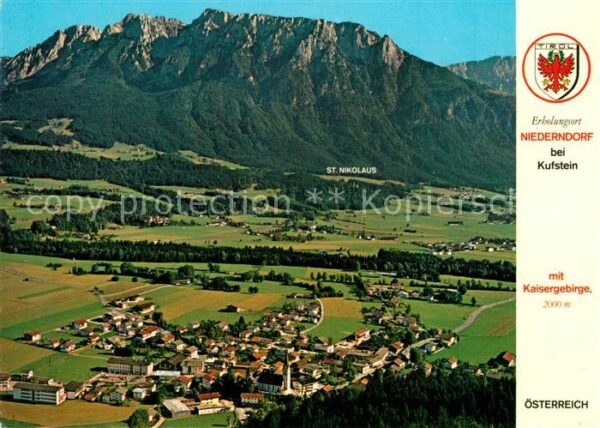 Niederndorf Kufstein mit Kaisergebirge Fliegeraufnahme