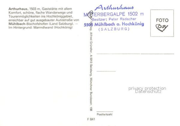 Muehlbach Hochkoenig Arthurhaus Berggaststätte Manndlwand Ge – Bild 2
