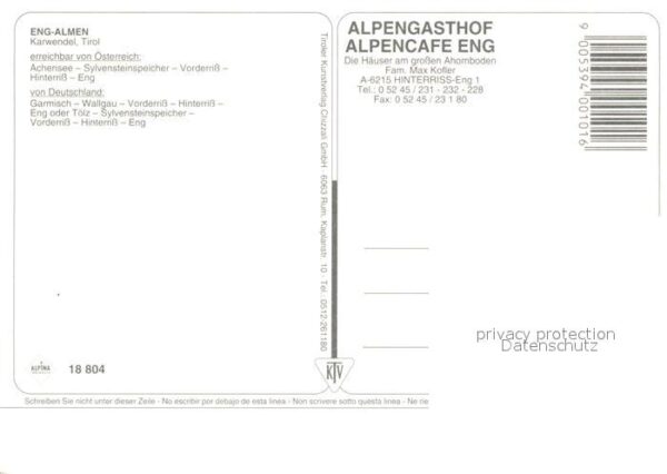 Hinterriss Tirol Alpengasthof Alpencafe Eng am grossen A – Bild 2
