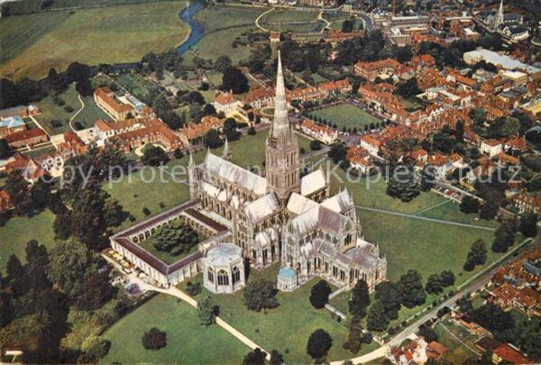 Salisbury Wiltshire Cathedral from the air