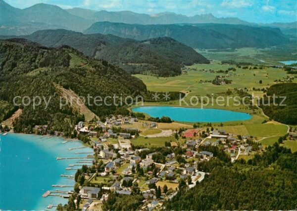 Seelach Klopeinersee mit Kleinsee Alpenpanorama Fliegeraufna