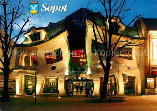 Zoppot Sopot Krzywy dom Fantazjon Krummes Haus Nacht