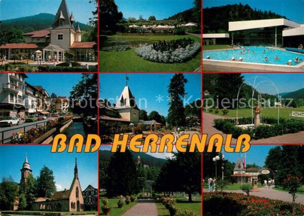 Bad Herrenalb Schwimmbad Kirche Park Brunnen Stadtans