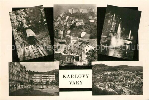 Karlovy Vary Eisenbahn Springbrunnen Nacht Stadtansi
